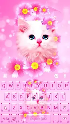 Pink Flowers Kitten Theme android App screenshot 0