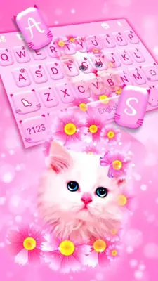 Pink Flowers Kitten Theme android App screenshot 3