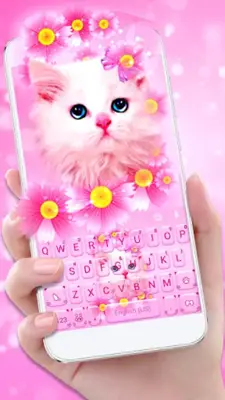 Pink Flowers Kitten Theme android App screenshot 4